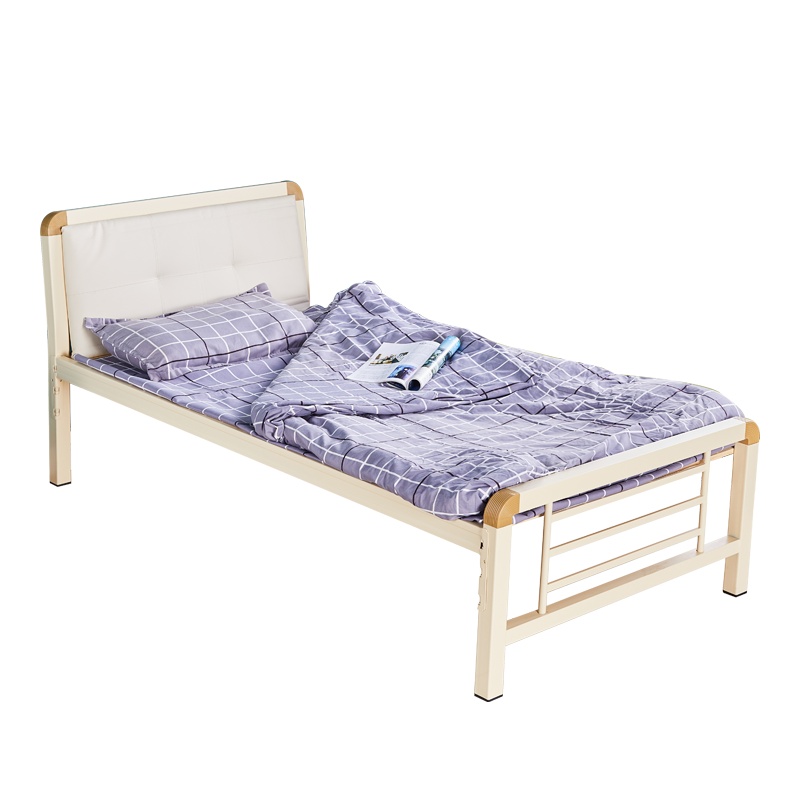 尔迈 单人床铁床铁艺家用床午休床宿舍公寓床 带软包靠背含床板 1.2米