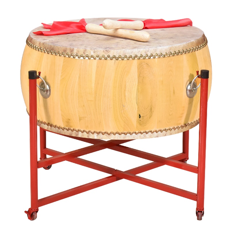 风雷动HGB-18(60cm*28cm)黄牛皮扁鼓椿木白茬鼓大鼓龙鼓白胚堂鼓威风锣鼓中国红成人儿童演鼓扁鼓堂鼓原木色定制