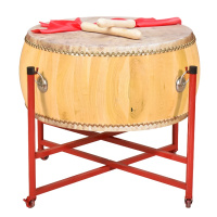 风雷动HGB-18(60cm*28cm)黄牛皮扁鼓椿木白茬鼓大鼓龙鼓白胚堂鼓威风锣鼓中国红成人儿童演鼓扁鼓堂鼓原木色定制