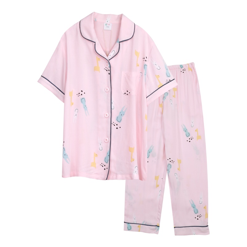 红豆女童夏装家居服套装2020新款儿童宝宝短袖简约舒适家居服套装H0J3116