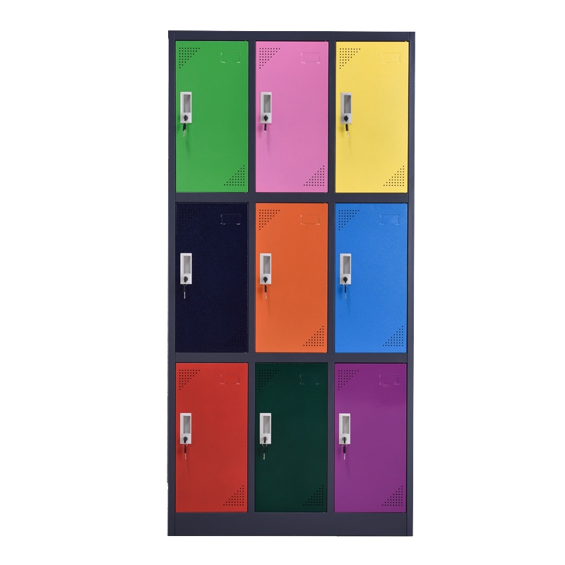 永格彩色员工九柜更衣柜带锁铁皮柜子健身房储物柜浴室换衣柜多存包柜