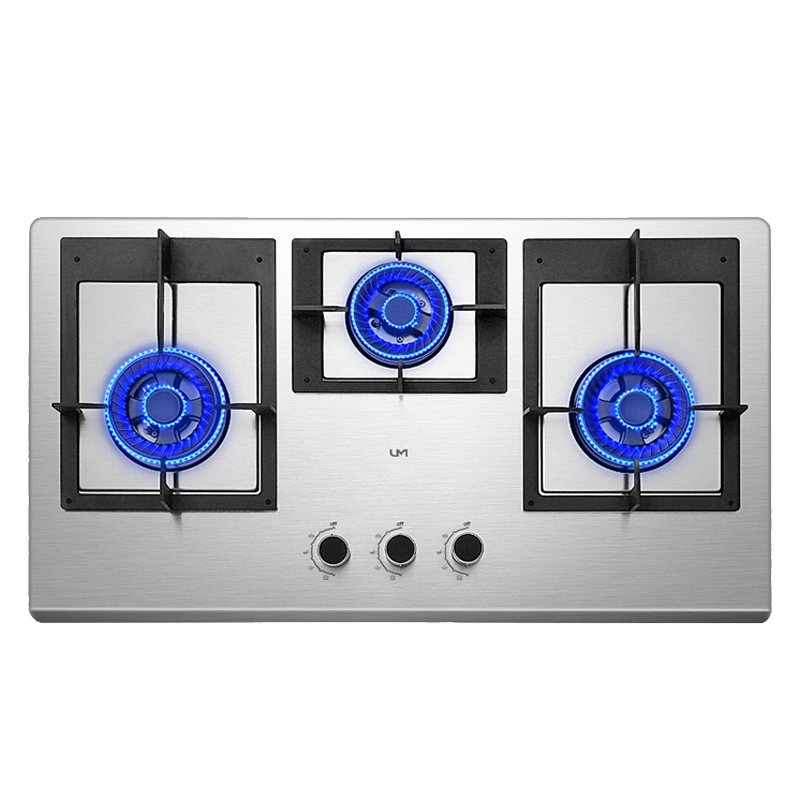 优盟(UM)UZ301燃气灶天然气灶具煤气灶三眼灶台式5.0KW大火力煤气炉灶台不锈钢-天然气