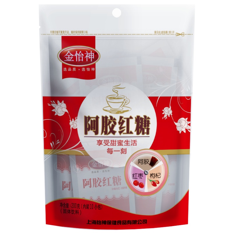 金怡神阿胶红糖姜茶经期红糖大姨妈古法红糖月子手工小袋装200g