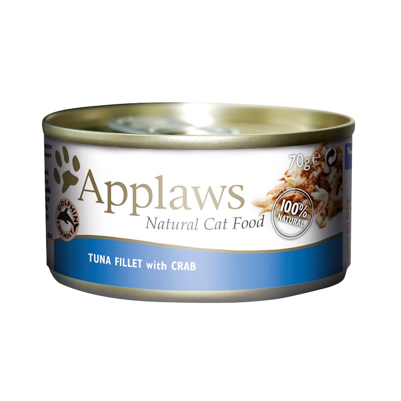 爱普士猫罐头 英国Applaws 成猫用吞拿鱼加蟹肉口味猫咪营养湿粮零食罐头70g