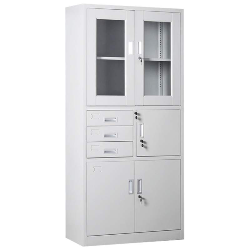 富和美偏三斗内保文件柜铁皮柜大器械柜档案柜办公资料柜铁柜子员工柜办公柜储物柜加厚款850L*390W*1800H