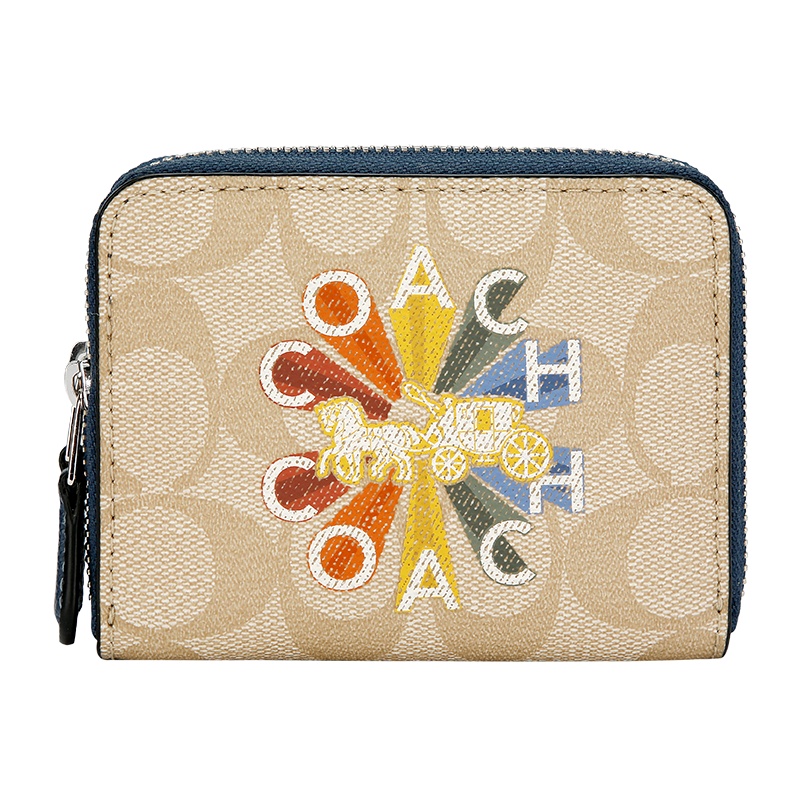 COACH 蔻驰 奢侈品 女士卡其色人造革短款钱包钱夹 F76754 SVP4M