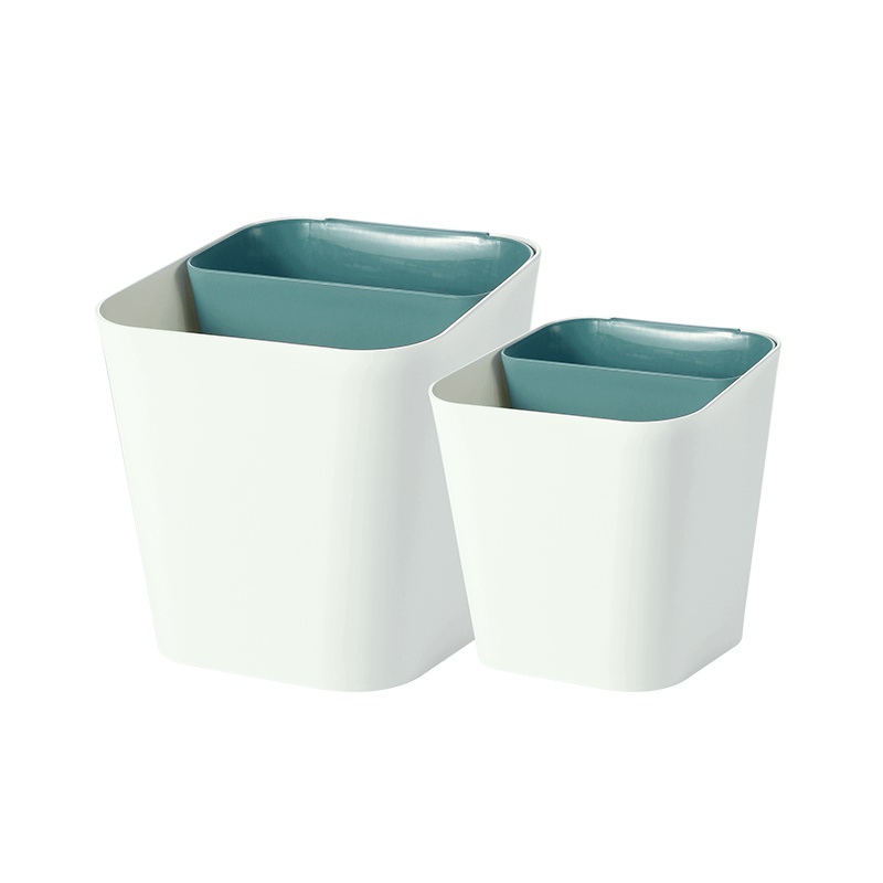 欧润哲 PP方形干湿双用分类垃圾桶 绿色8升+10升 103347