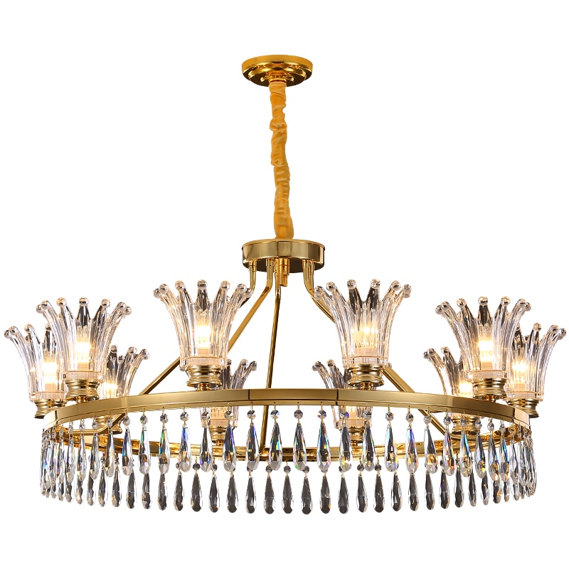 铜影 水晶吊灯客厅灯大气家用创意轻奢现代简约餐厅灯具北欧后现代饭厅卧室灯具 BD-D8813