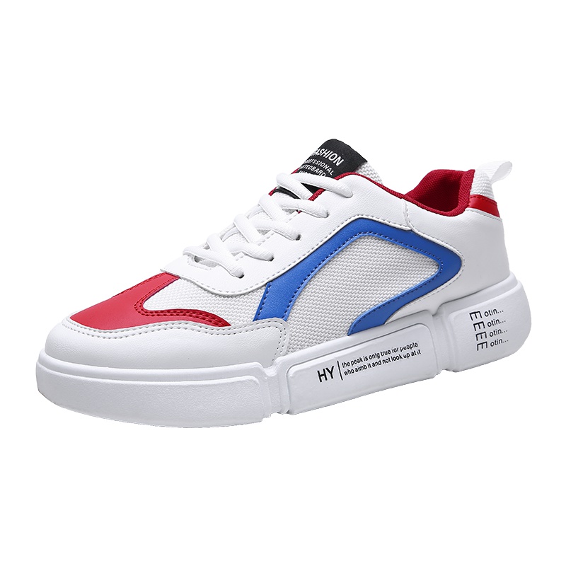 迪姚悦男鞋韩版潮流板鞋跑步运动鞋子男夏天学生青少年小白鞋男皮面款男生内增高邦帆布鞋