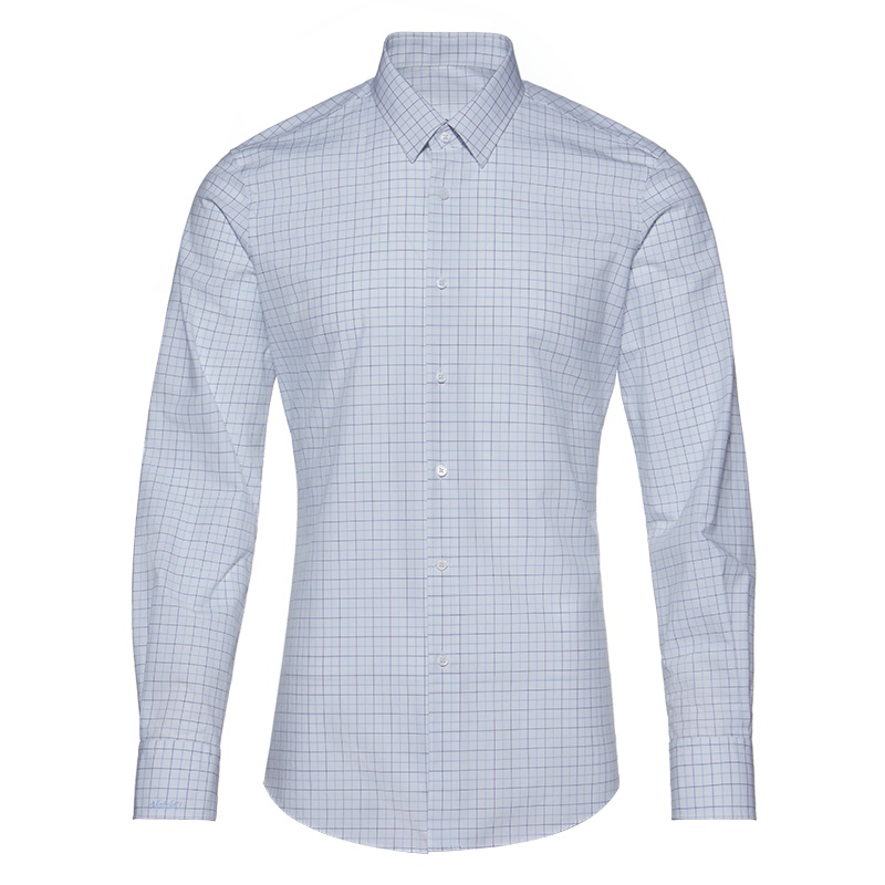 码尚定制MatchU四季棉弹力免烫衬衫 购买后会发送量体短信链接 2020春秋新款男士商务格纹衬衫 蓝色大格纹