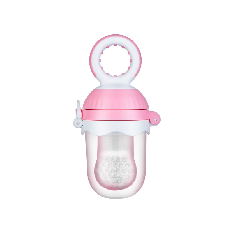 威帝熊/Villdybear宝宝水果咬咬乐 可推进果蔬硅胶磨牙棒牙胶婴儿辅食袋咬胶婴童咬咬袋 S/L粉色 VB-6601