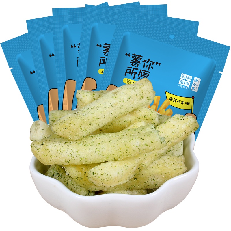一品巷子 薯你所愿海苔芥末味薯条100g*5袋网红小吃休闲零食土豆条