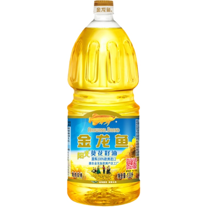 金龙鱼阳光鲜榨原香葵花籽油1.8L*1桶 家用员工福利食用油