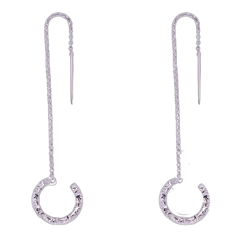 [直营]apm MONACO METEORITES系列925银镶晶钻Z字形女士链条长款耳环耳坠耳饰AE9989OX