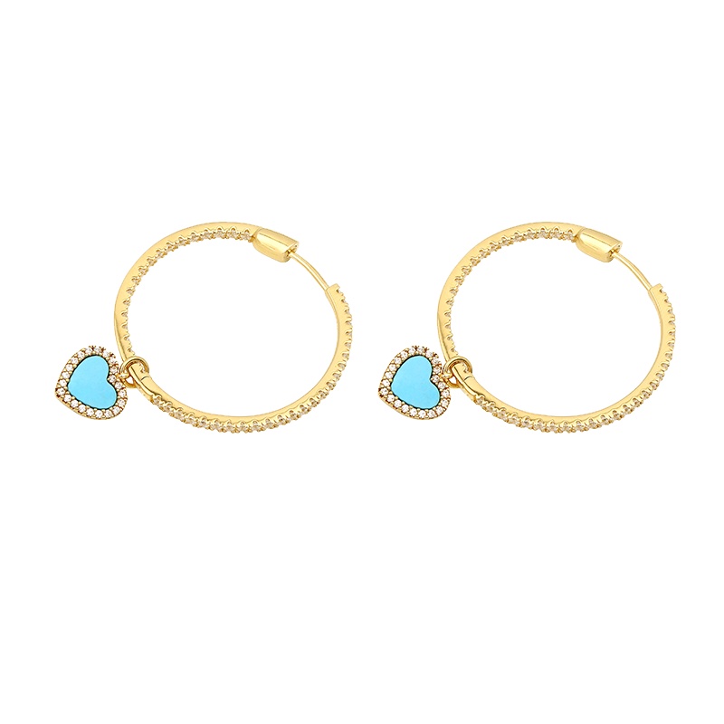 [宋祖儿同款]APM Monaco蓝爱心圆环耳环一对 时尚新轻奢夏日清凉感耳坠银耳饰礼物