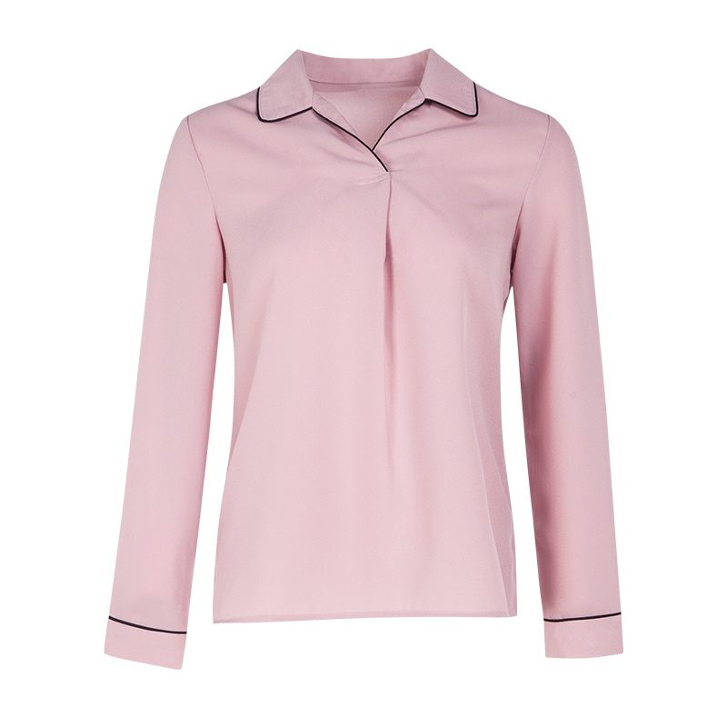 晚白2019秋季新品通勤气质百搭简约纯色长袖雪纺衫衬衫上衣女