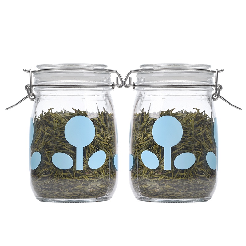 喜碧利雅系列1100ml密封罐玻璃瓶子带盖泡菜坛子食品杂粮储物罐 2只装