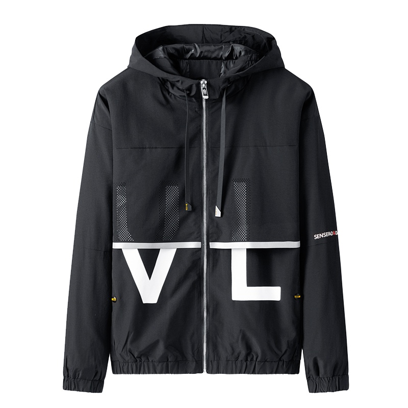 庄吉男士外套秋季2019新款韩版潮流上衣服学生字母印花连帽休闲夹克JU-MYJ8013