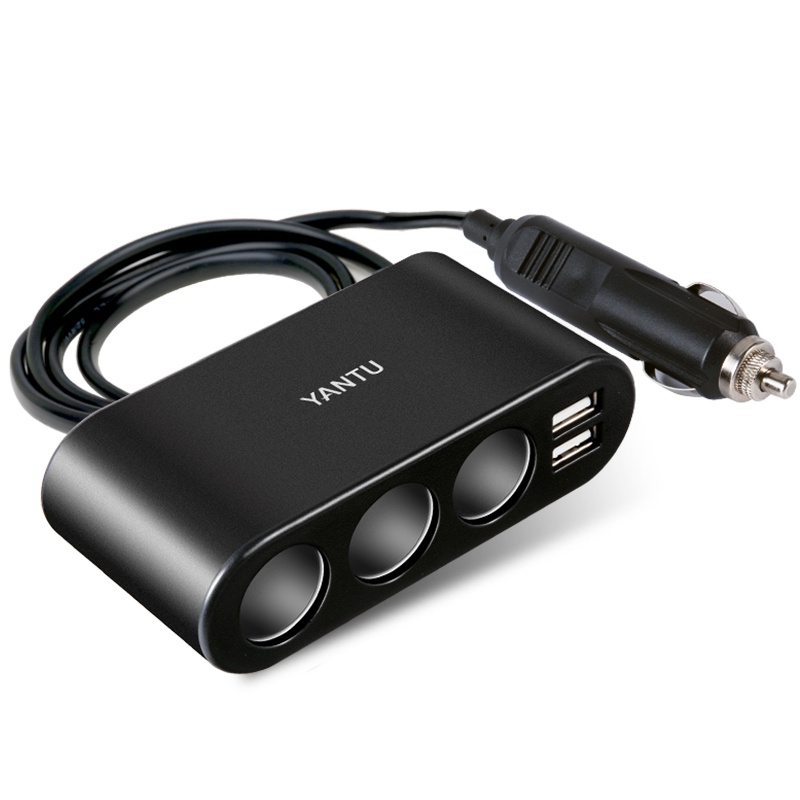 沿途（YANTU）点烟器一拖三车充 B08 多功能车用插头汽车充插座一拖二带usb车载充电器