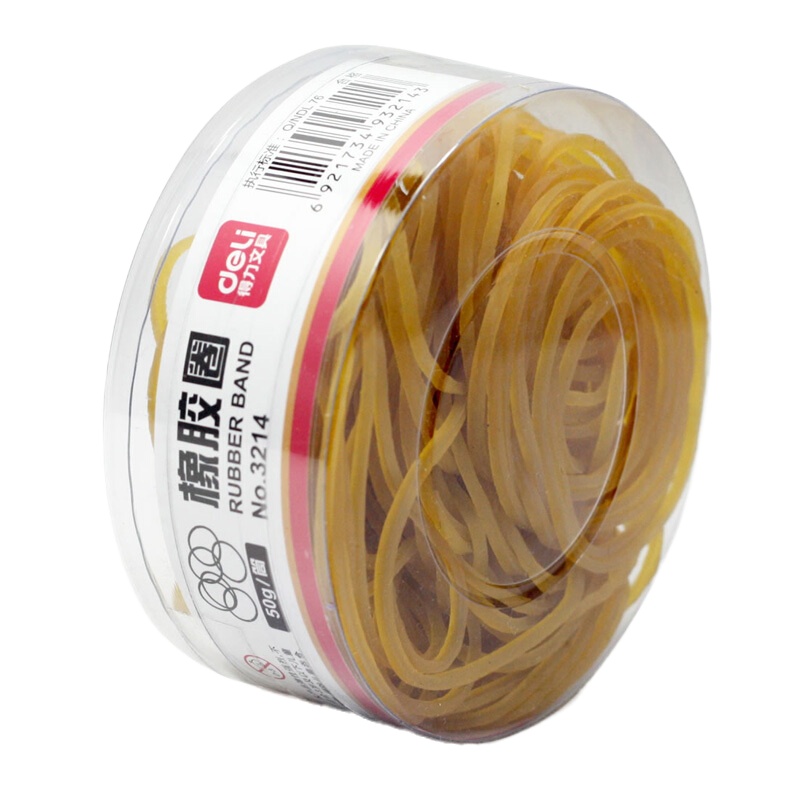 得力(deli) 3214乳胶圈 橡皮筋 办公手工橡胶圈 皮筋 橡胶圈 乳胶圈 50g/筒