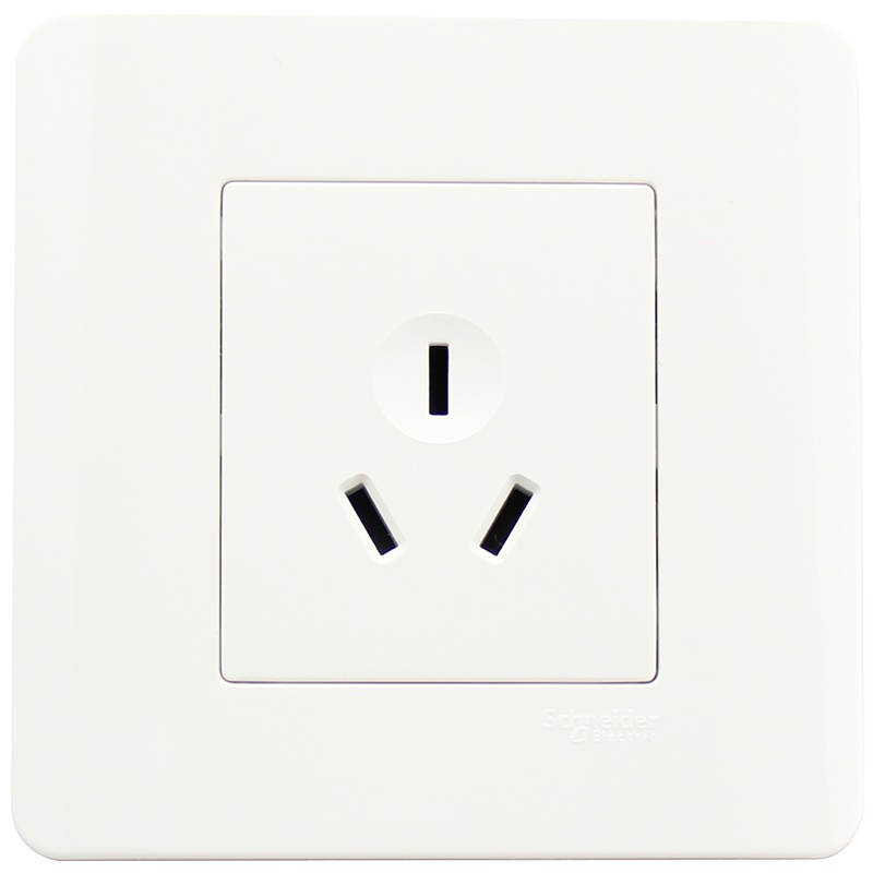 施耐德电气（Schneider Electric）电源插座 一位三极三孔 墙壁开关电源 插座面板 10A 轻点 白色