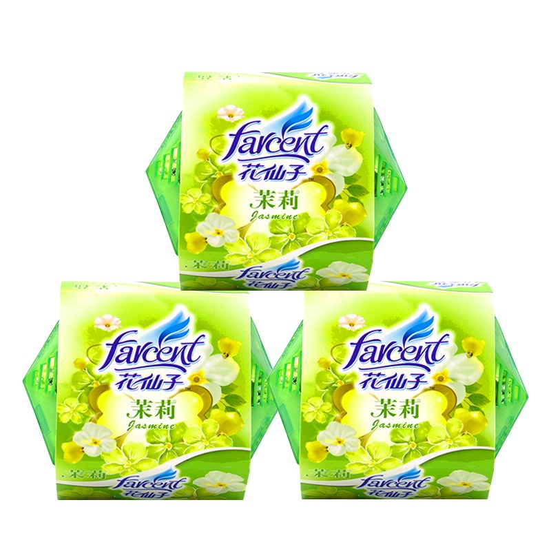 花仙子 茉莉香钻石清香剂厕所除臭卫生间香薰卧室内持久汽车香水空气清新剂80g 3盒