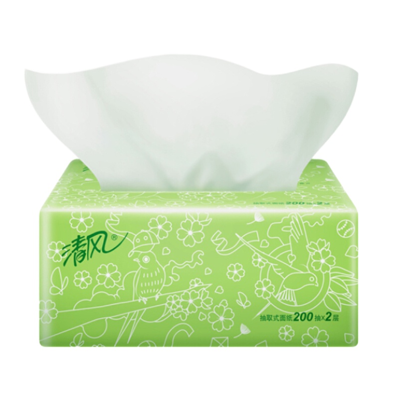 清风抽纸 柔韧2层200抽软抽 20包/箱