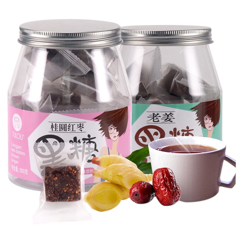 热人心黑糖姜茶200g纯手工红糖姜茶黑糖姜枣茶