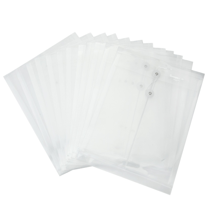 广博P0008 A4绳扣式文件袋12个装 半透明档案袋 资料袋 收纳袋 整理袋 文件袋 档案袋 文件套/文件袋 白色