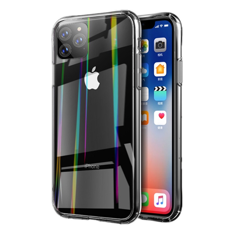VIPin 苹果11/11pro/11promax/x/xs/max/xr/7/8plus手机壳镭射极光钢化玻璃TPU套