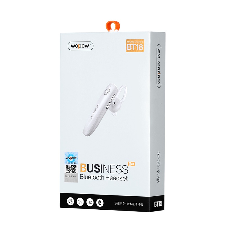 沃品(WOPOW)BT18蓝牙耳机入耳式商务 白色 单个装