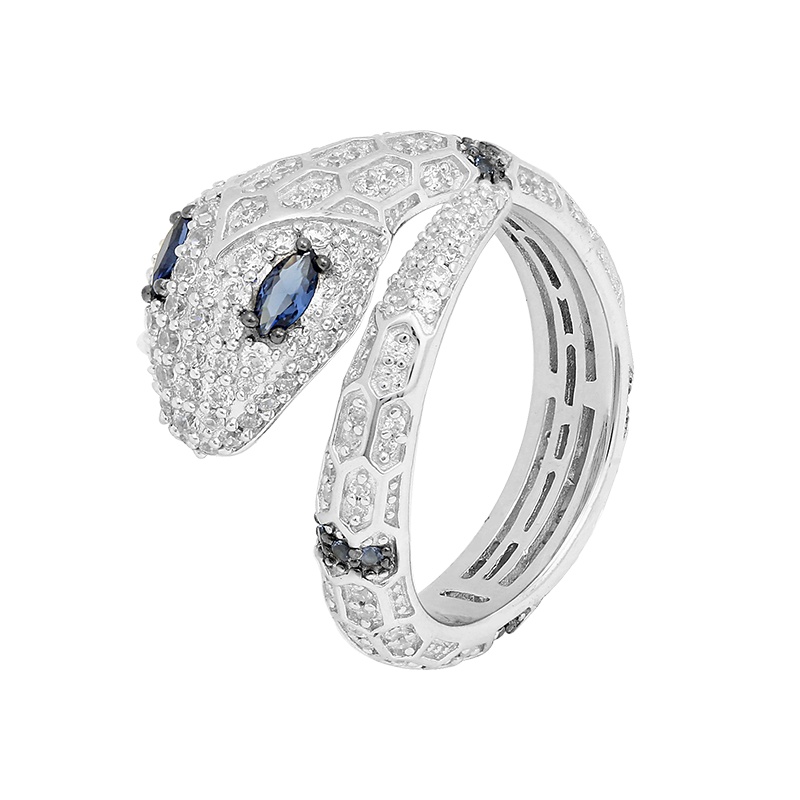 [宋轶同款]APM Monaco异域蓝眼灵蛇戒指女 趣味蛇形银指环食指戒开口礼物送女友