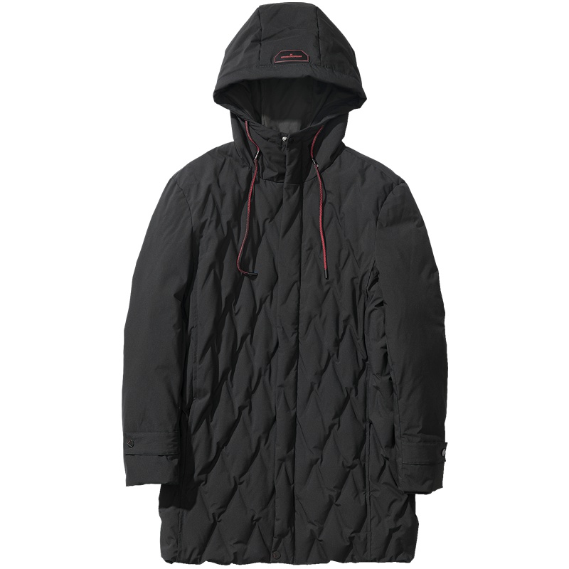 千纸鹤男装2018新款羽绒服中长款连帽外套青年时尚潮流冬装60113