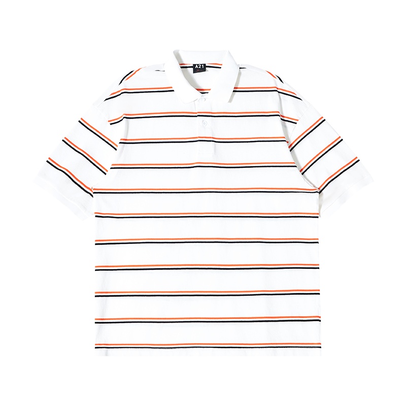 A21夏季2021新款男装 宽松翻领落肩情侣短袖POLO衫男士潮版女上衣