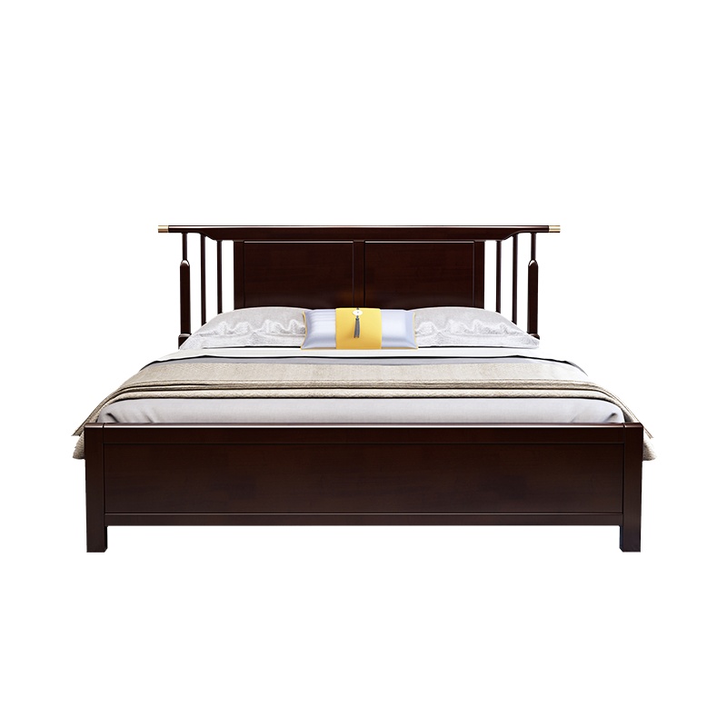 月影梳桐新中式全实木床1.5米1.8米双人主卧室床小户型结婚床橡木家具