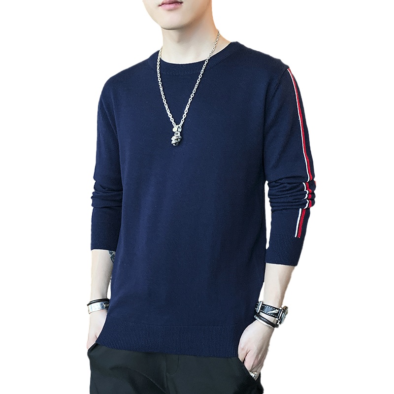 Manloric男士毛衣2022冬季潮流帅气纯棉打底衫内搭线衣加绒加厚针织衫XH62003