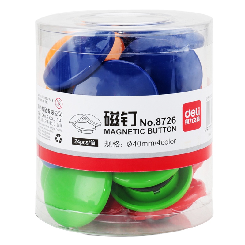 得力8726 彩色白板磁钉/ 24粒/筒吸铁石/磁铁40mm