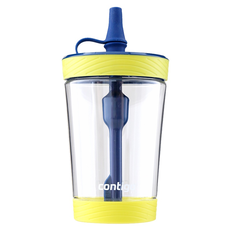 美国contigo康迪克冷萃吸管杯水杯户外运动随手杯便携男女学生水壶HBC-JUI009-黄色杯盖透明杯身 500ml