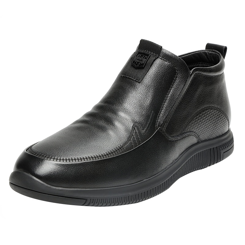 红蜻蜓男棉新款冬季加绒加厚保暖高帮男士棉鞋真皮休闲皮鞋爸爸鞋