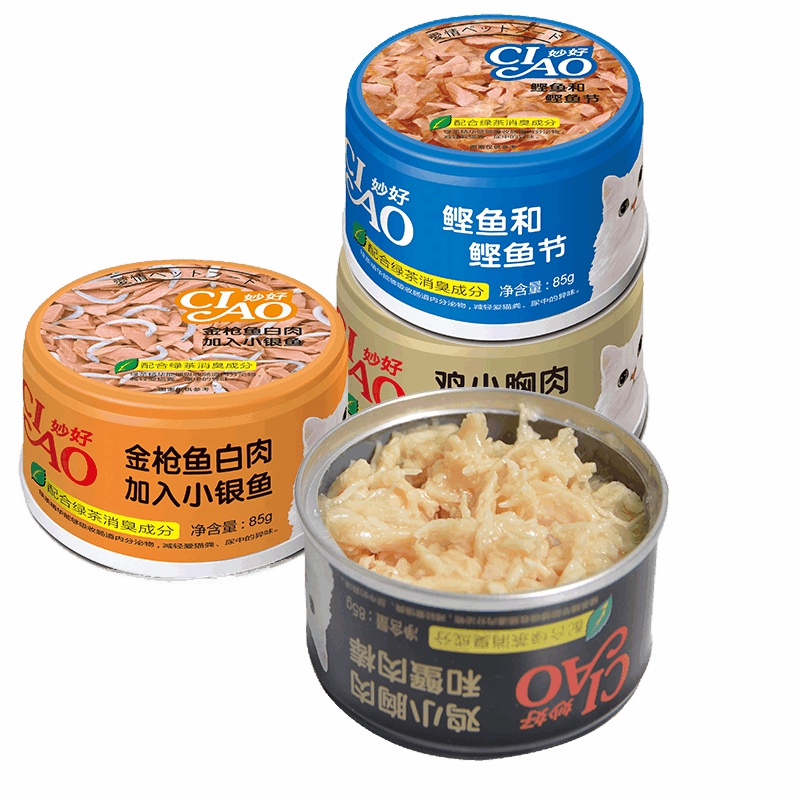 伊纳宝 妙好猫罐头 挑嘴猫零食85g 猫湿粮营养美味成猫幼猫零食 鸡胸肉+扇贝柱
