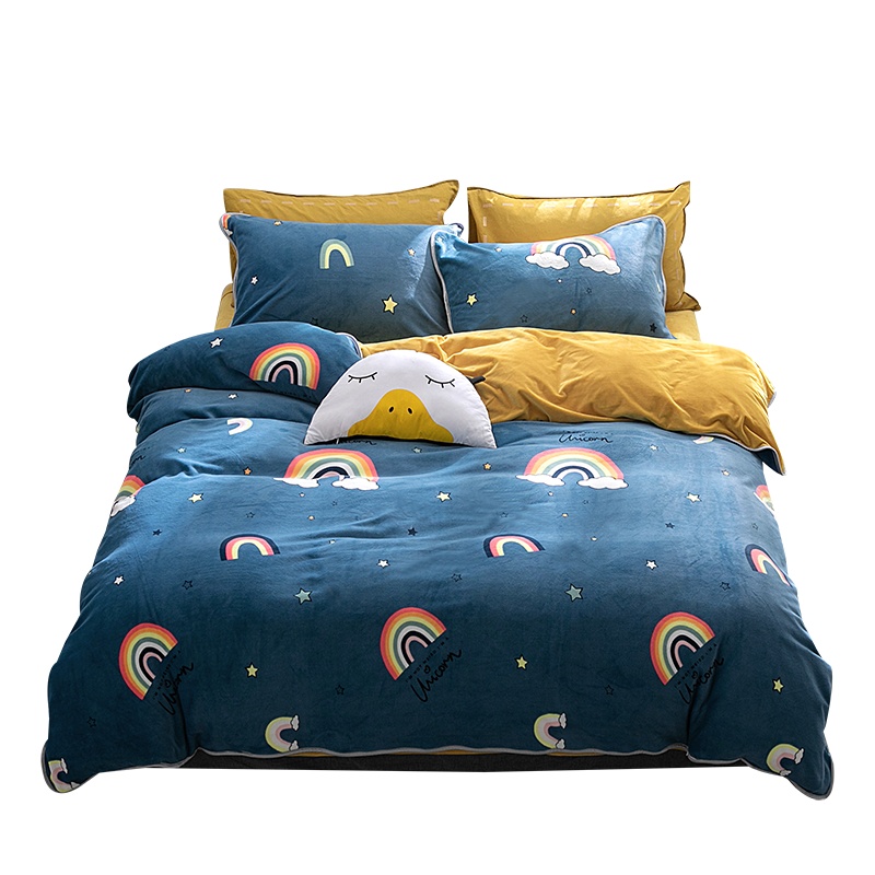 吉岳(Giyou)A版正宗牛奶绒B版云丝绒精美包边柔顺三件套多件床单款四件套