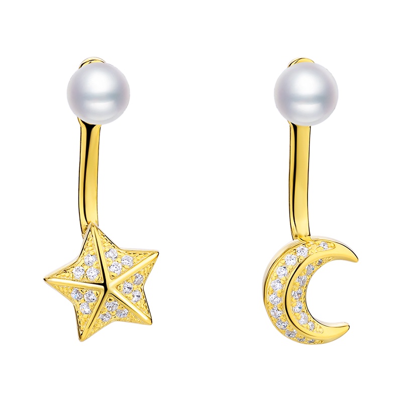 DTOTO [生日礼物]星星月亮耳饰耳环 S925银饰品不对称款耳钉