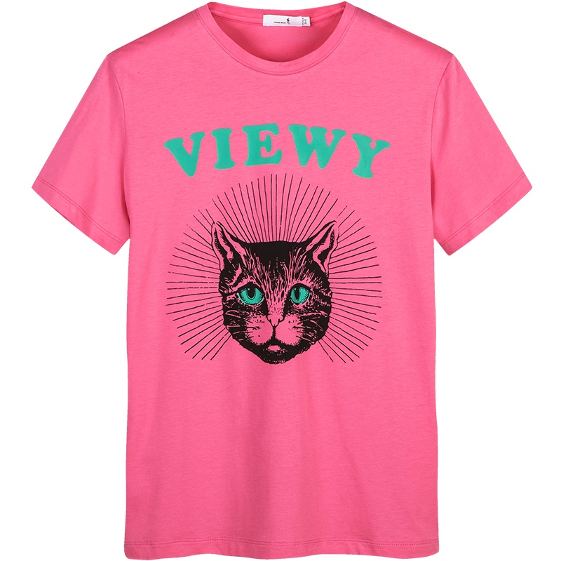 与狼共舞短袖T恤男夏季新款韩版印花圆领修身刺绣男士上衣