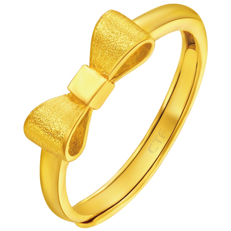 周大福蝴蝶结足金黄金戒指计价（足金工费68元）F177704