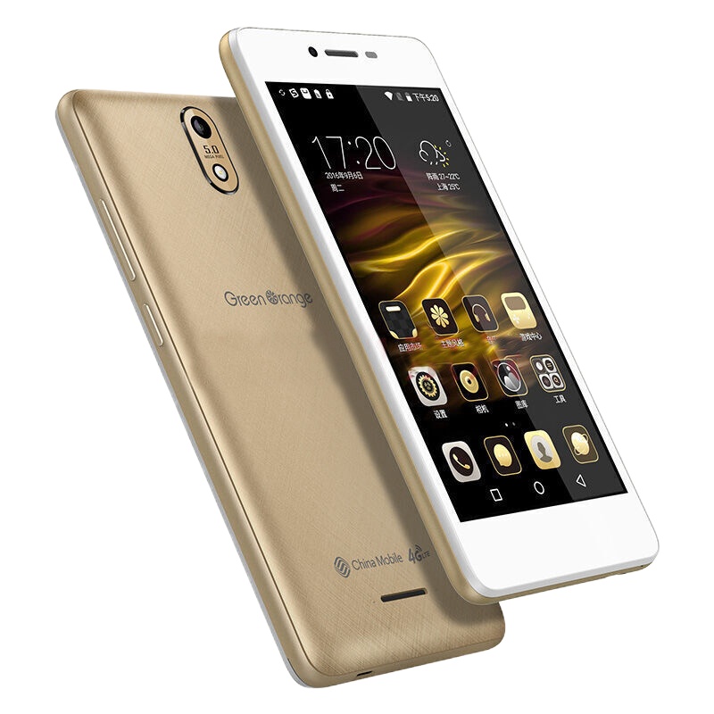 支持微信8开  青橙 (GreenOrange) C3+  5.0屏 1G运行+8G内存  支持老年模式  移动联通双4G智能手机 金色