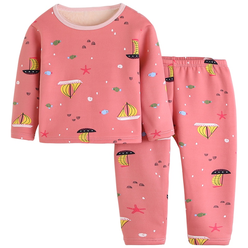 婴幼儿加绒内衣套装 儿童秋衣秋裤宝宝婴儿保暖春秋女童睡衣