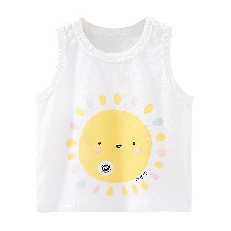 Aengbay 婴儿背心纯棉护肚宝宝薄款无骨新生儿小孩