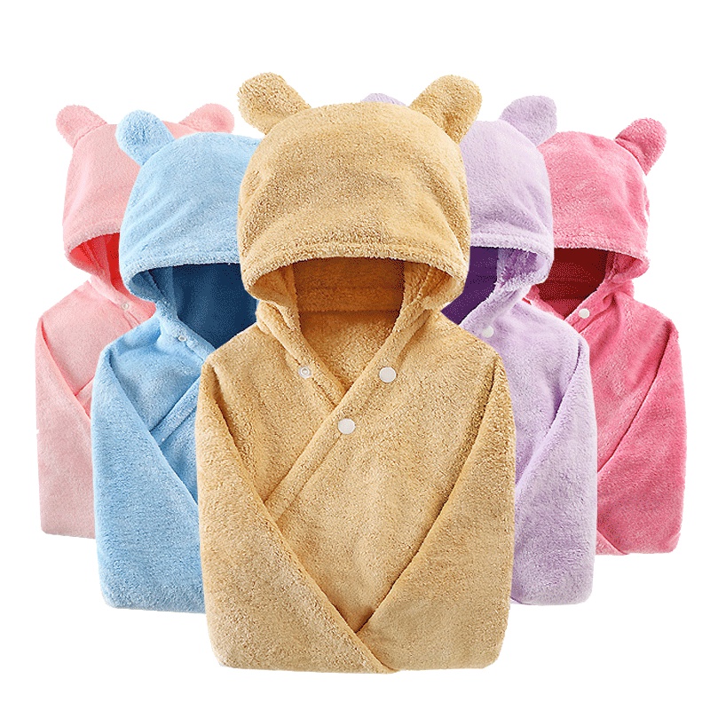 Curbblan卡伴儿童浴巾斗篷宝宝超柔吸水带帽浴巾新生儿婴儿大浴袍65*110cm