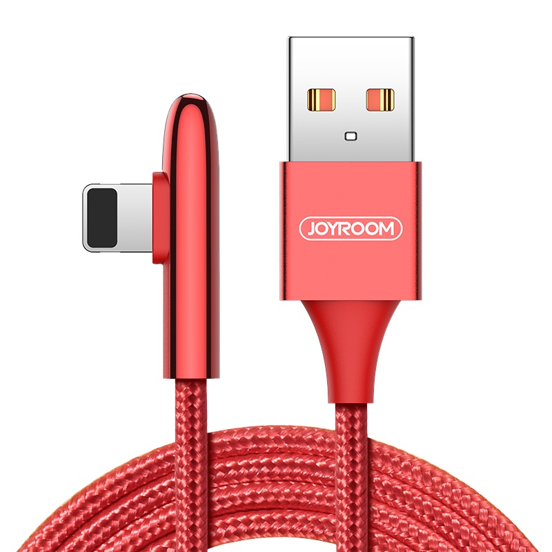 机乐堂 苹果弯头 编织 手游快充线 支持iPhoneXS/max/6s/7p/8plus/xr/iPad 1.2米 红色