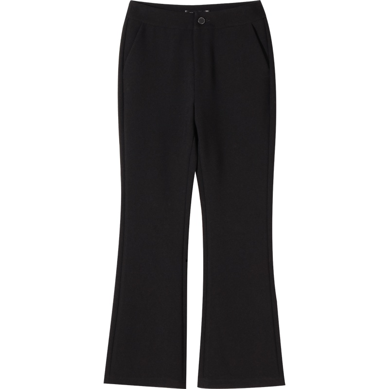 娅丽达女裤2019春秋裤子女黑色微喇叭裤女修身显瘦女士休闲九分裤I3505